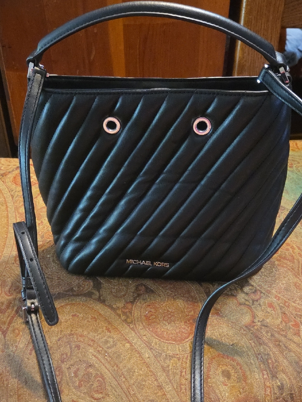 Michael Kors Black Quilted Shoulder Bag EUC $499 Retail